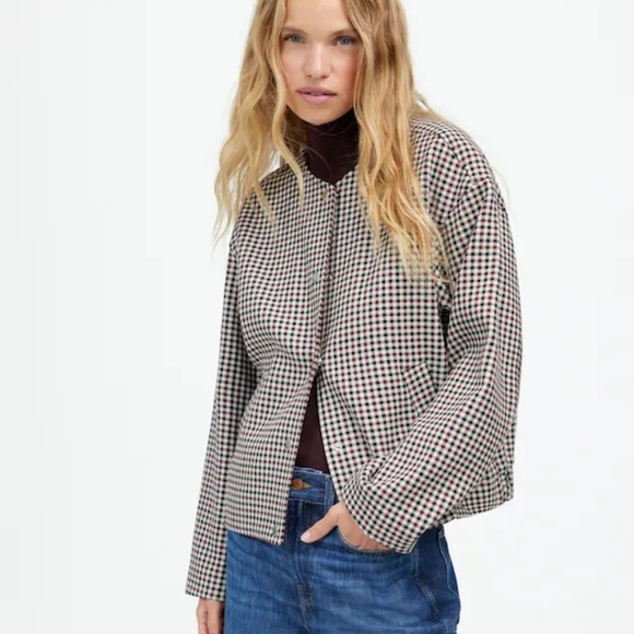 NWT - Madewell Women's Suiting Bomber Jacket - Yarn Dyed Plaid Checkered - XXL - Picture 2 of 12